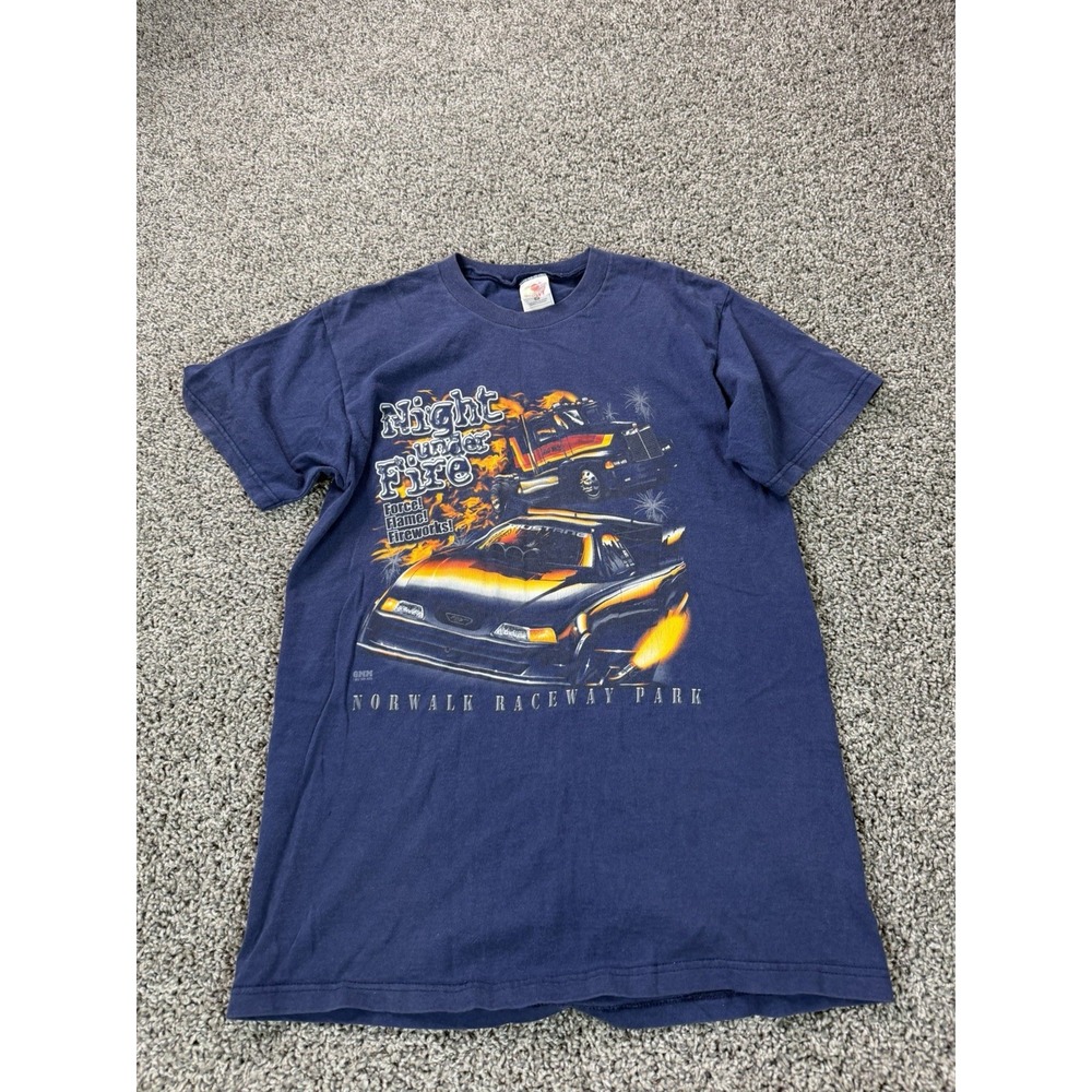 Vintage 90s Norwalk Raceway Short Sleeve T Shirt Men's Size Medium Blue
